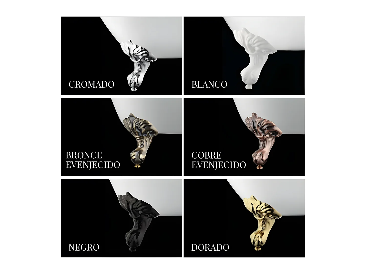 Freistehende Badewanne mit Füßen CHELSEA Adlerfüße CHROM 170 cm