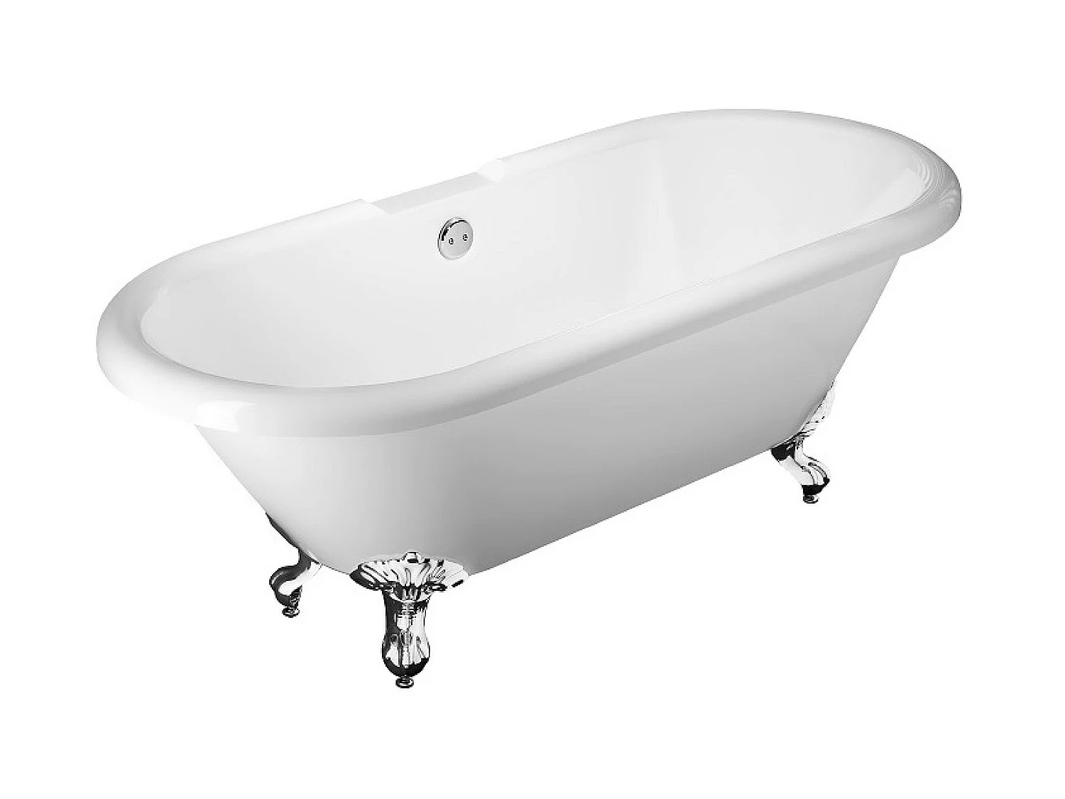 Freistehende Badewanne mit Füßen CHELSEA Adlerfüße CHROM 170 cm