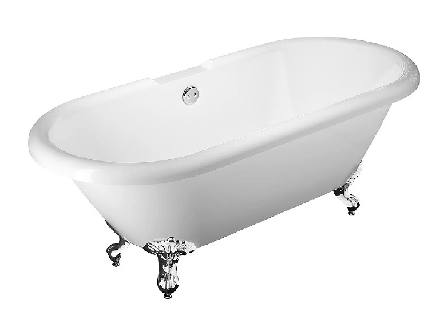 Freistehende Badewanne mit Füßen CHELSEA Adlerfüße CHROM 170 cm