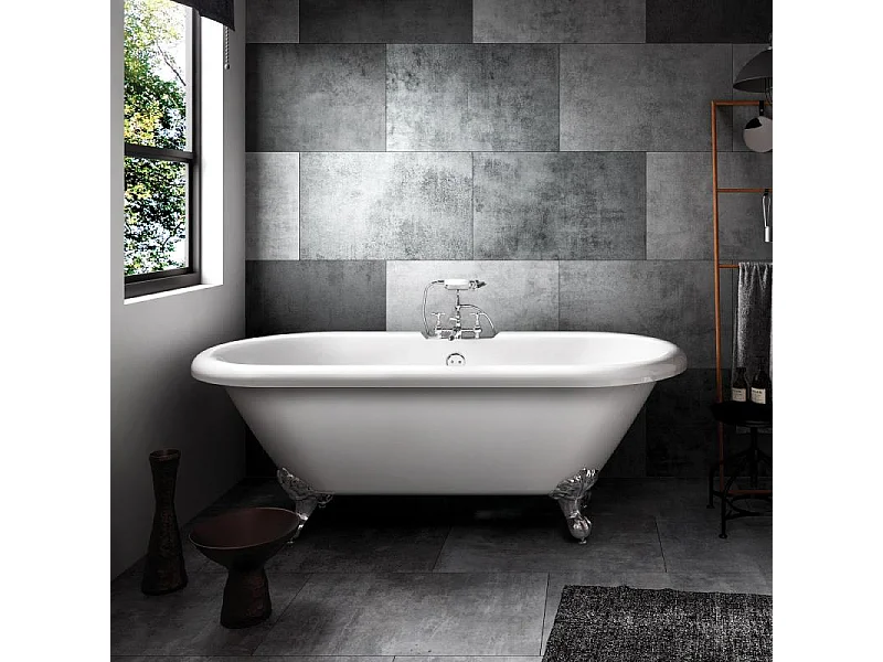Freistehende Badewanne mit Füßen CHELSEA Adlerfüße CHROM 170 cm