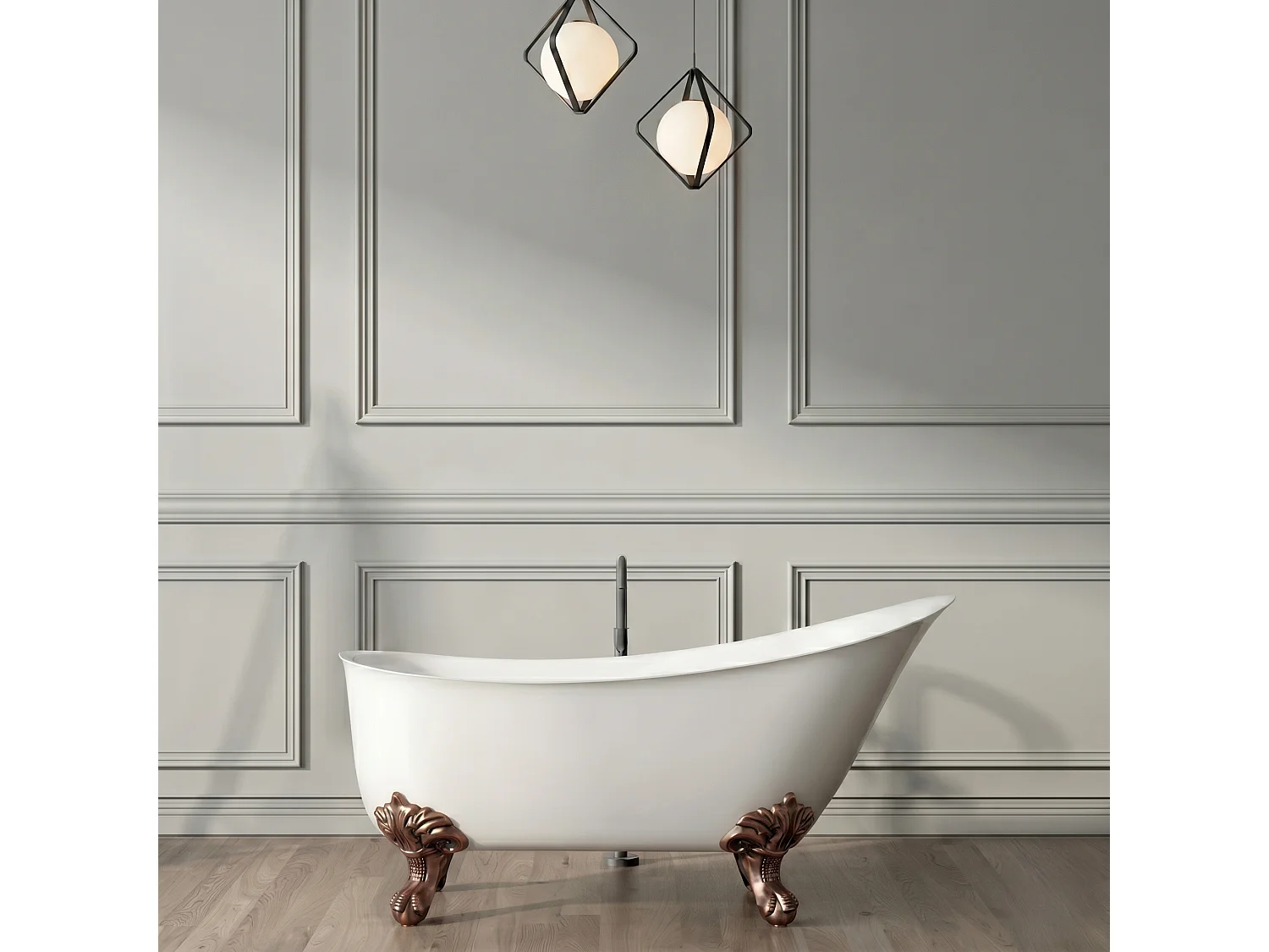Freistehende Badewanne mit Füßen BALMAIN Adlerfüße ALTKUPFER 161 cm