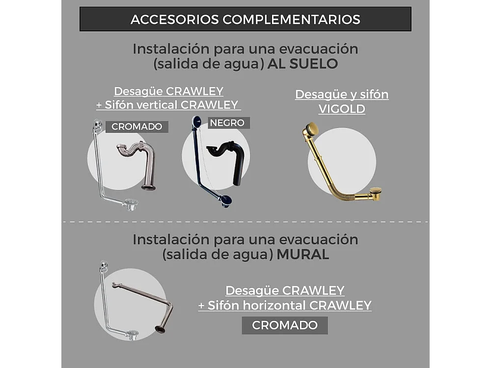 Bañera con patas CHELSEA  154 cm patas ÁGUILA COBRE ENVEJECIDO