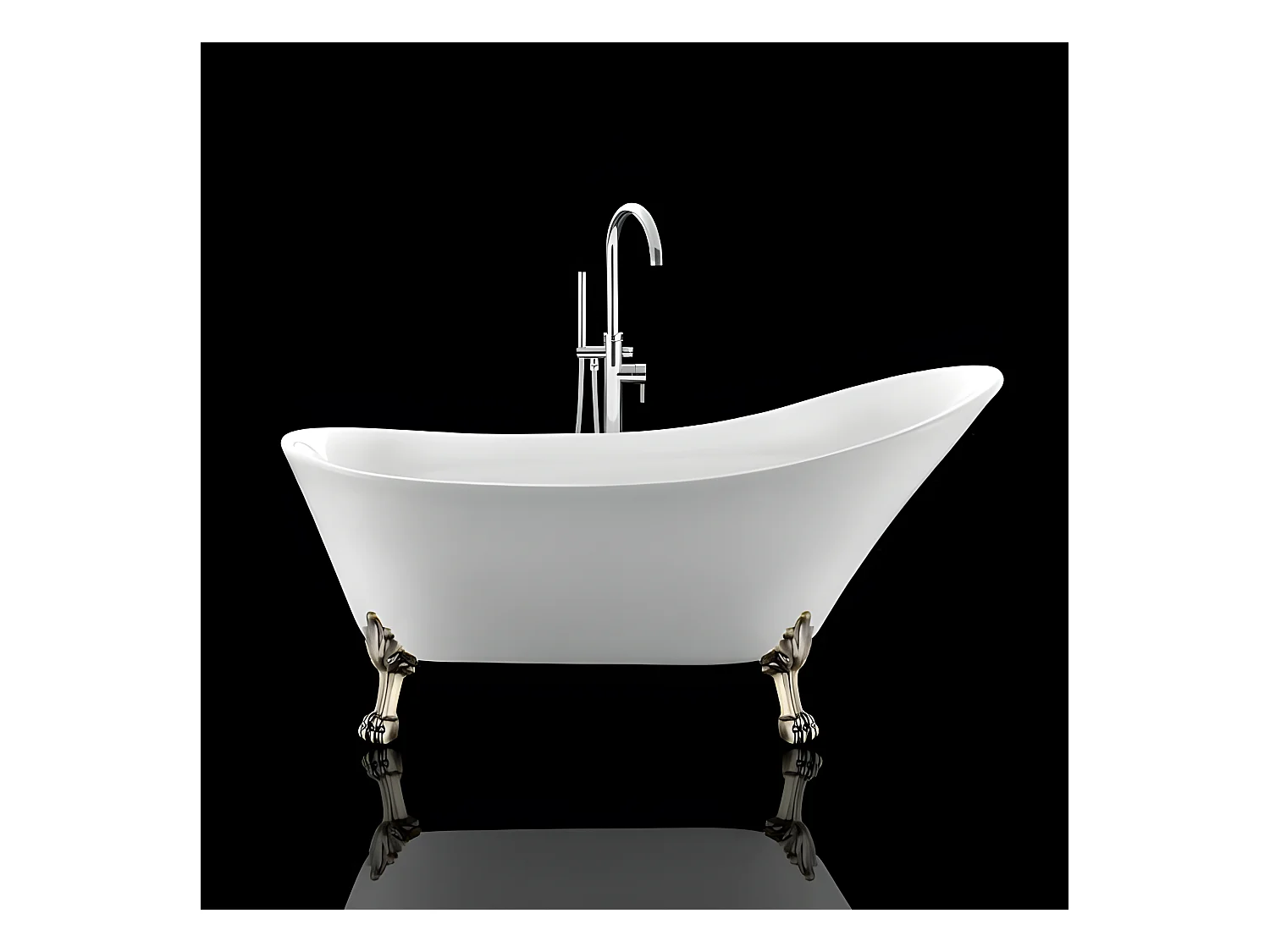 Freistehende Badewanne mit Füßen BALMAIN Löwenfüße ALTBRONZE 161 cm