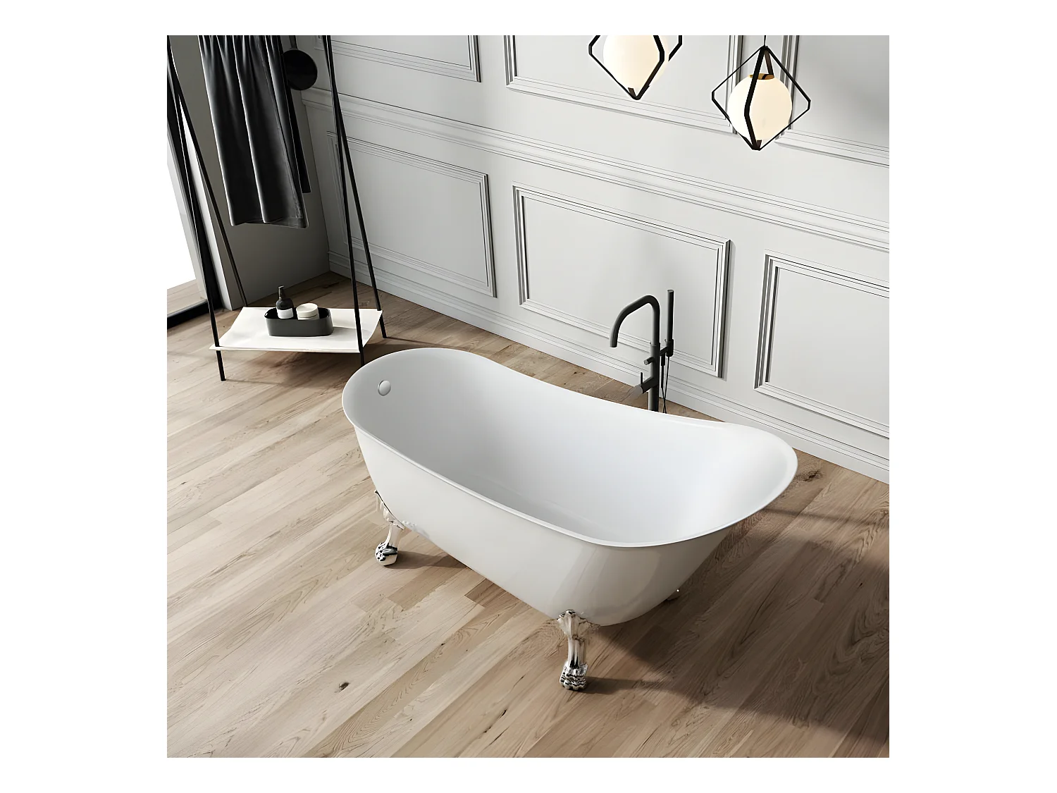 Freistehende Badewanne mit Füßen BALMAIN Löwenfüße ALTBRONZE 161 cm