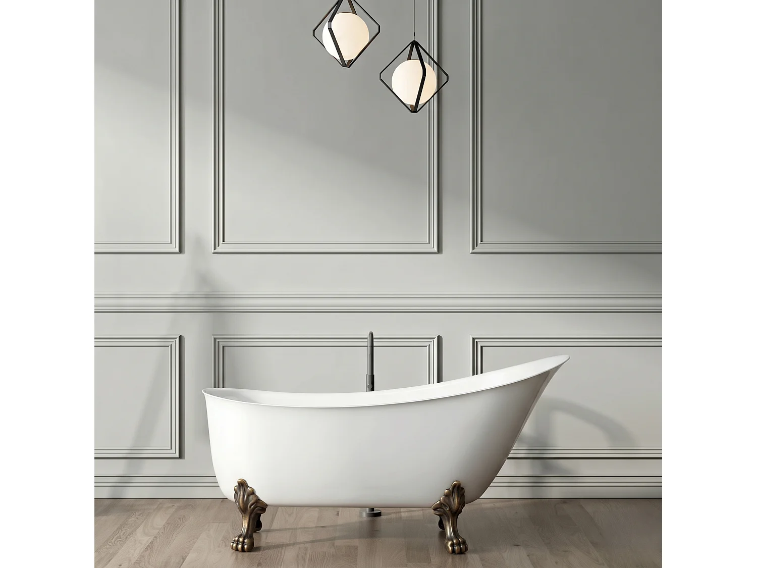 Bañera con patas BALMAIN  161 cm patas LEÓN BRONCE ENVEJECIDO