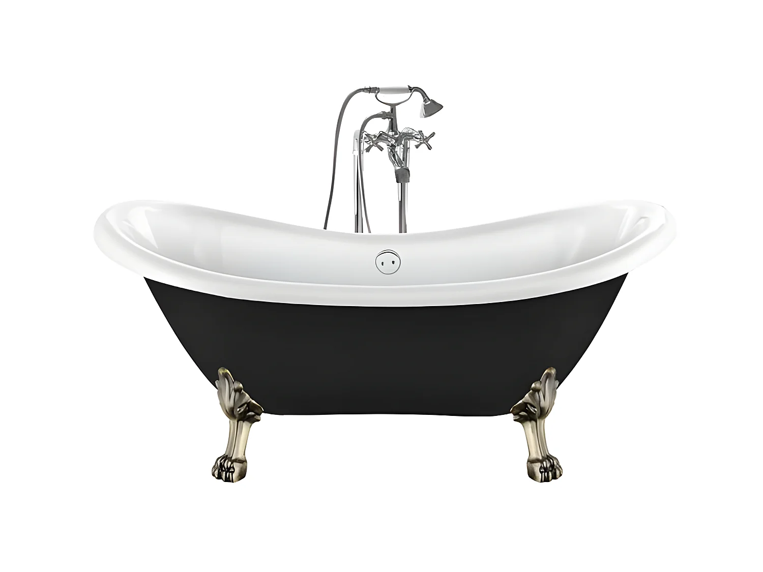 Bañera con patas DARLINGTON NEGRA  175 cm patas LEÓN BRONCE ENVEJECIDO