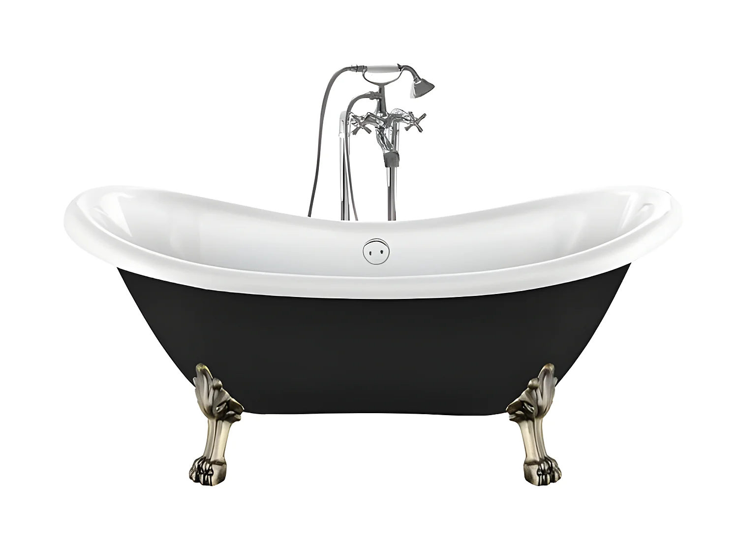 Freistehende Badewanne mit Füßen DARLINGTON SCHWARZ Löwenfüße ALTBRONZE 175 cm