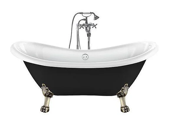 Freistehende Badewanne mit Füßen DARLINGTON SCHWARZ Löwenfüße ALTBRONZE 175 cm