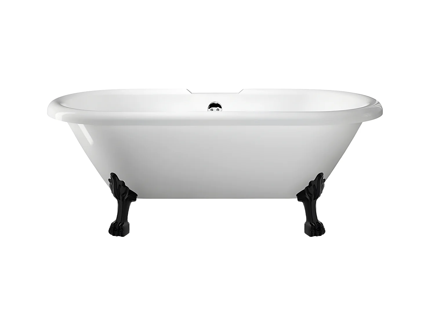 Freistehende Badewanne mit Füßen CHELSEA Löwenfüße SCHWARZ 170 cm