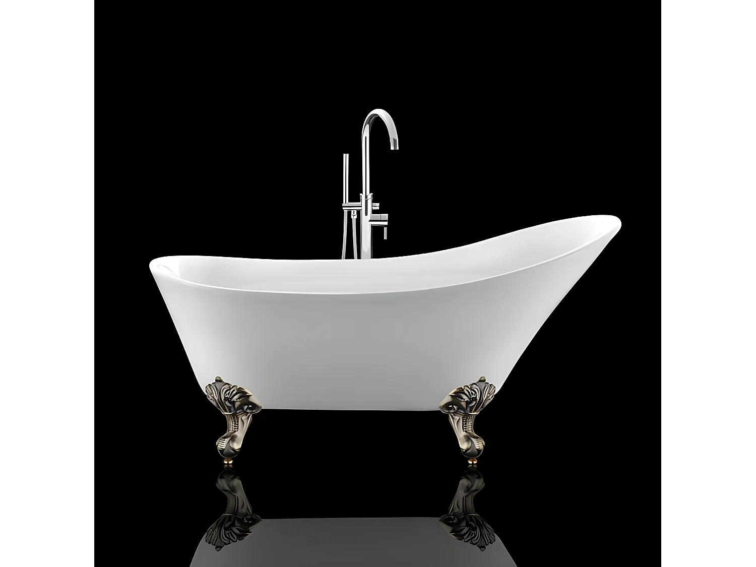 Freistehende Badewanne mit Füßen BALMAIN Adlerfüße ALTBRONZE 161 cm