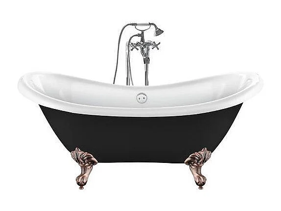 Freistehende Badewanne mit Füßen DARLINGTON SCHWARZ Adlerfüße ALTKUPFER 175 cm