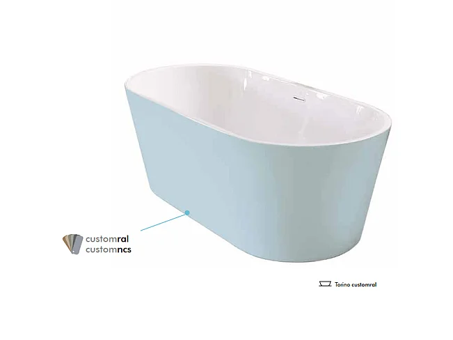 Freistehende Badewanne TORINO | SANYCCES Alle verfügbaren Farben aus der RAL Tabelle 170 cm