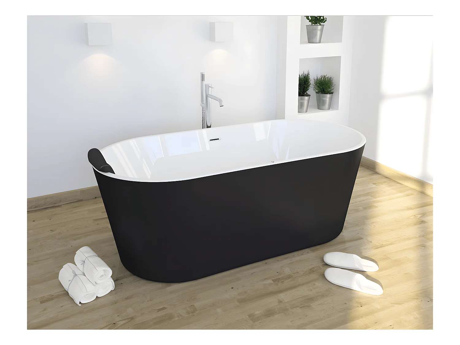 Freistehende Badewanne TORINO | SANYCCES Schwarz 170 cm