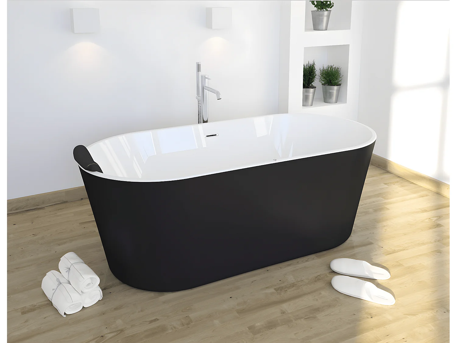Freistehende Badewanne TORINO | SANYCCES Schwarz 170 cm