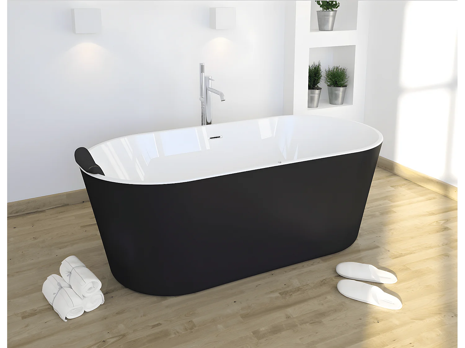 Freistehende Badewanne TORINO | SANYCCES Schwarz 170 cm