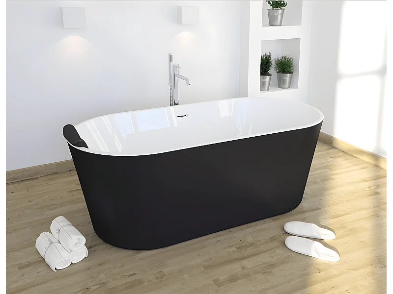 Freistehende Badewanne TORINO | SANYCCES Schwarz 170 cm
