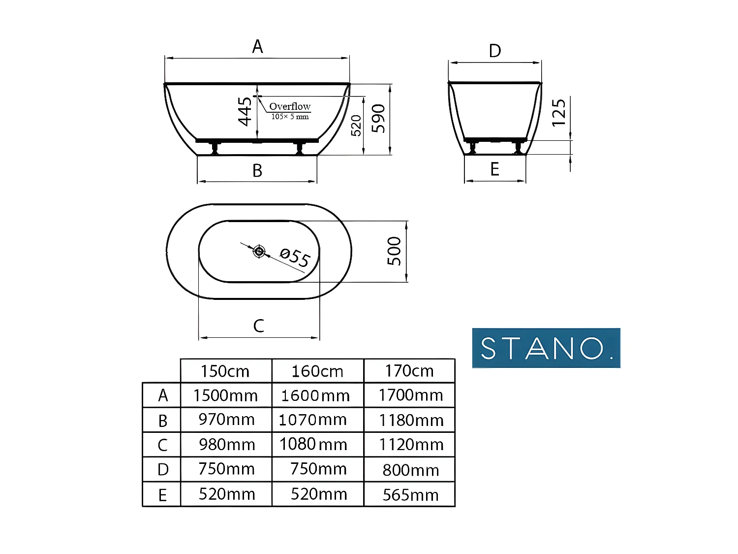 Bañera exenta LISBON  170 cm