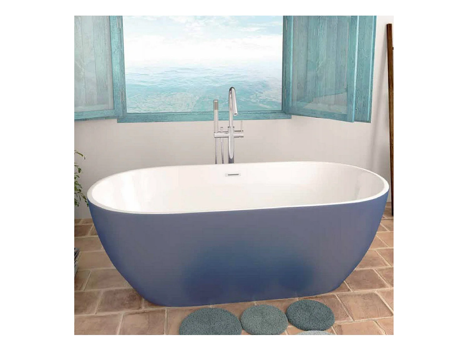 Freistehende Badewanne TRENTO | SANYCCES Alle verfügbaren Farben aus der RAL Tabelle 150 cm