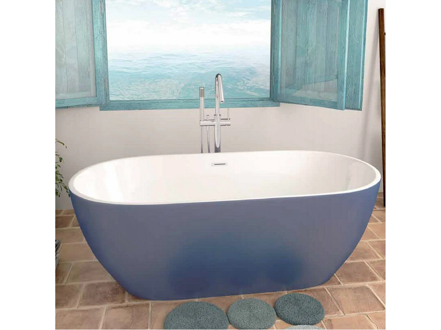 Freistehende Badewanne TRENTO | SANYCCES Alle verfügbaren Farben aus der RAL Tabelle 170 cm