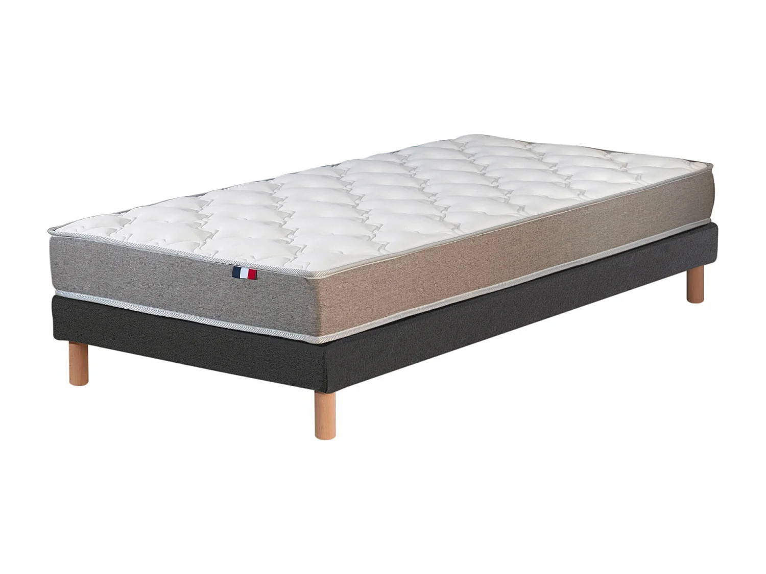 Ensemble matelas mousse ferme réversible ALTO et sommier - confort français Dimensions - 90 x 190 cm, Sommier - Noir
