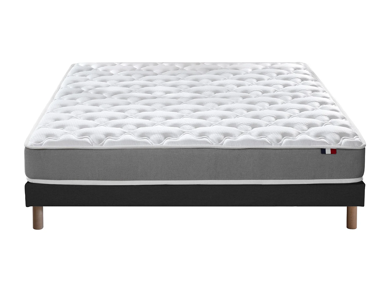 Ensemble matelas mousse ferme réversible ALTO et sommier - confort français Dimensions - 140 x 190 cm, Sommier - Noir