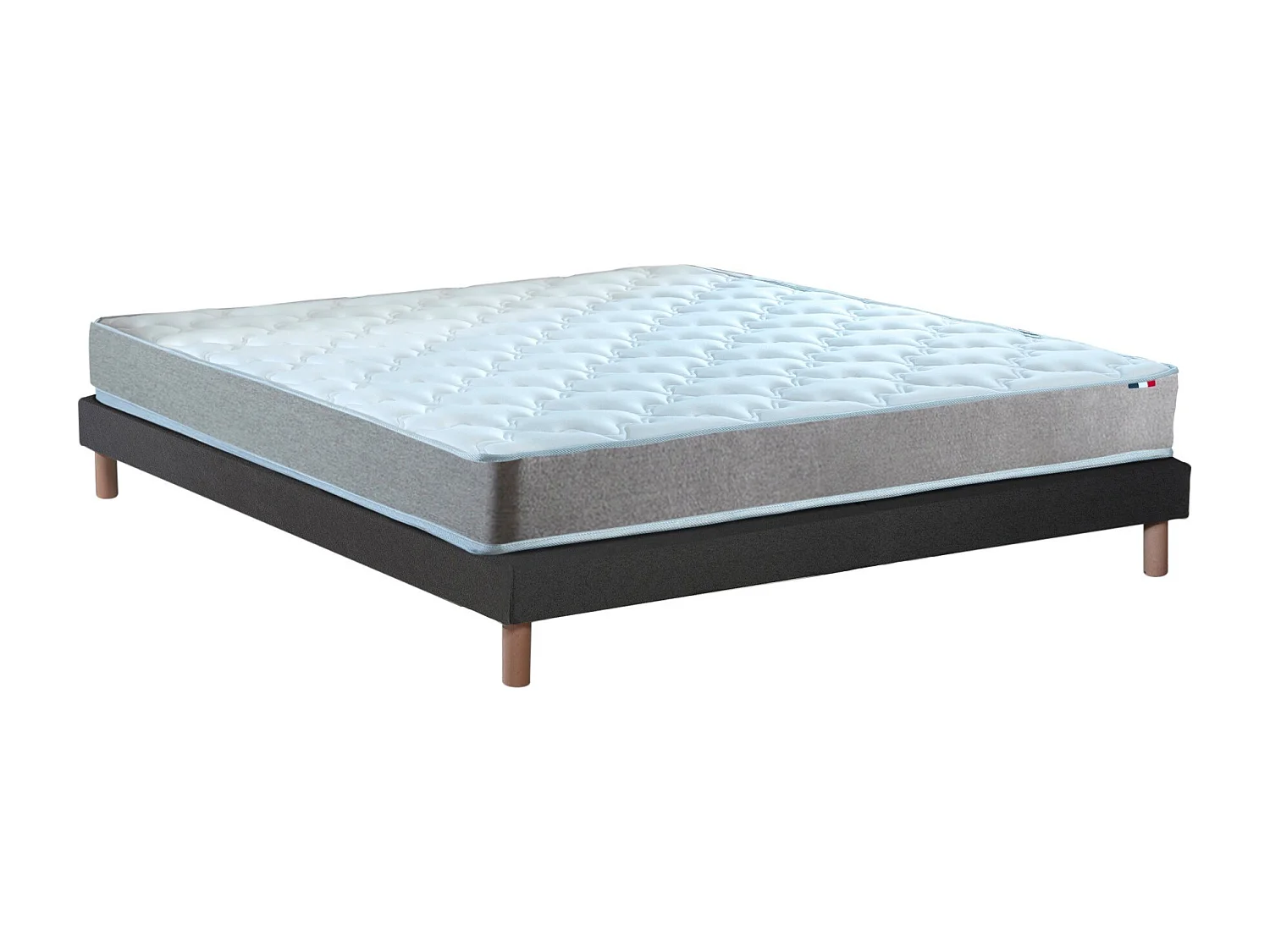 Ensemble matelas mousse ferme réversible ALTO et sommier - confort français Dimensions - 140 x 190 cm, Sommier - Noir