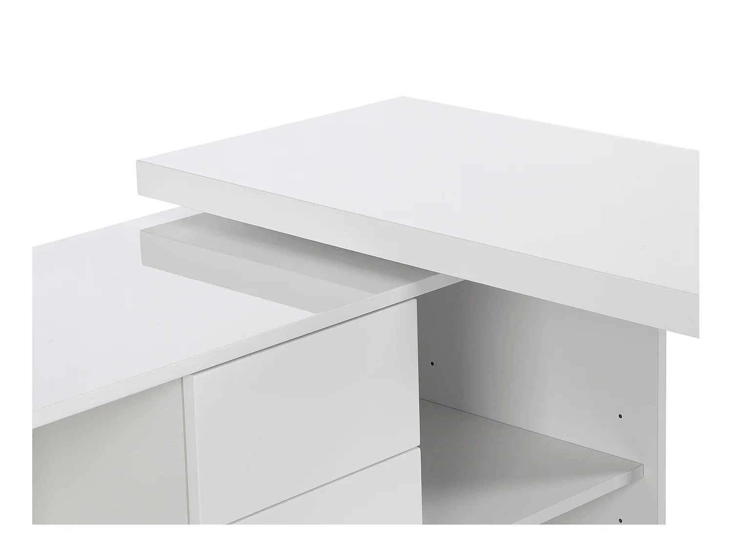 Uitschuifbaar bureau met draaibaar blad in 360° - Mdf - Wit gelakt - PAVELO