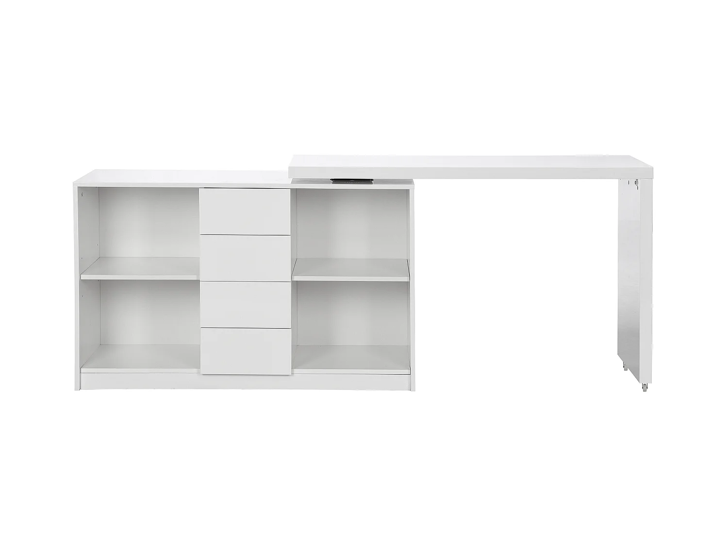 Uitschuifbaar bureau met draaibaar blad in 360° - Mdf - Wit gelakt - PAVELO