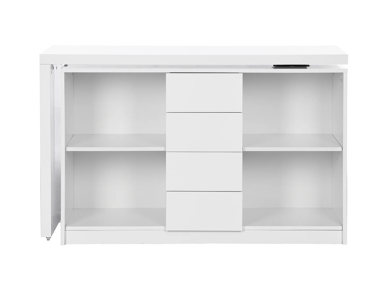 Uitschuifbaar bureau met draaibaar blad in 360° - Mdf - Wit gelakt - PAVELO