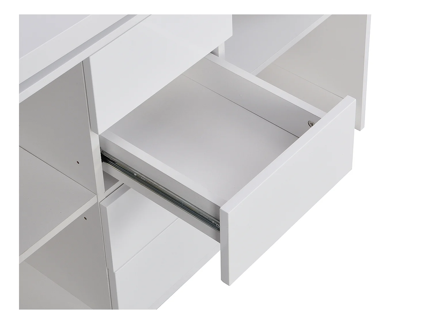 Escritorio extensible con tablero giratorio 360° - MDF - Blanco lacado - PAVELO