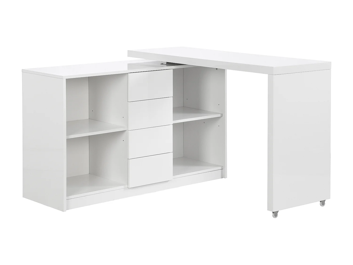 Scrivania Con Ripiano WOHNLING WL5.692: 120x120x53 Cm, Bianco Opaco, Moderna Con Vano Portaoggetti
