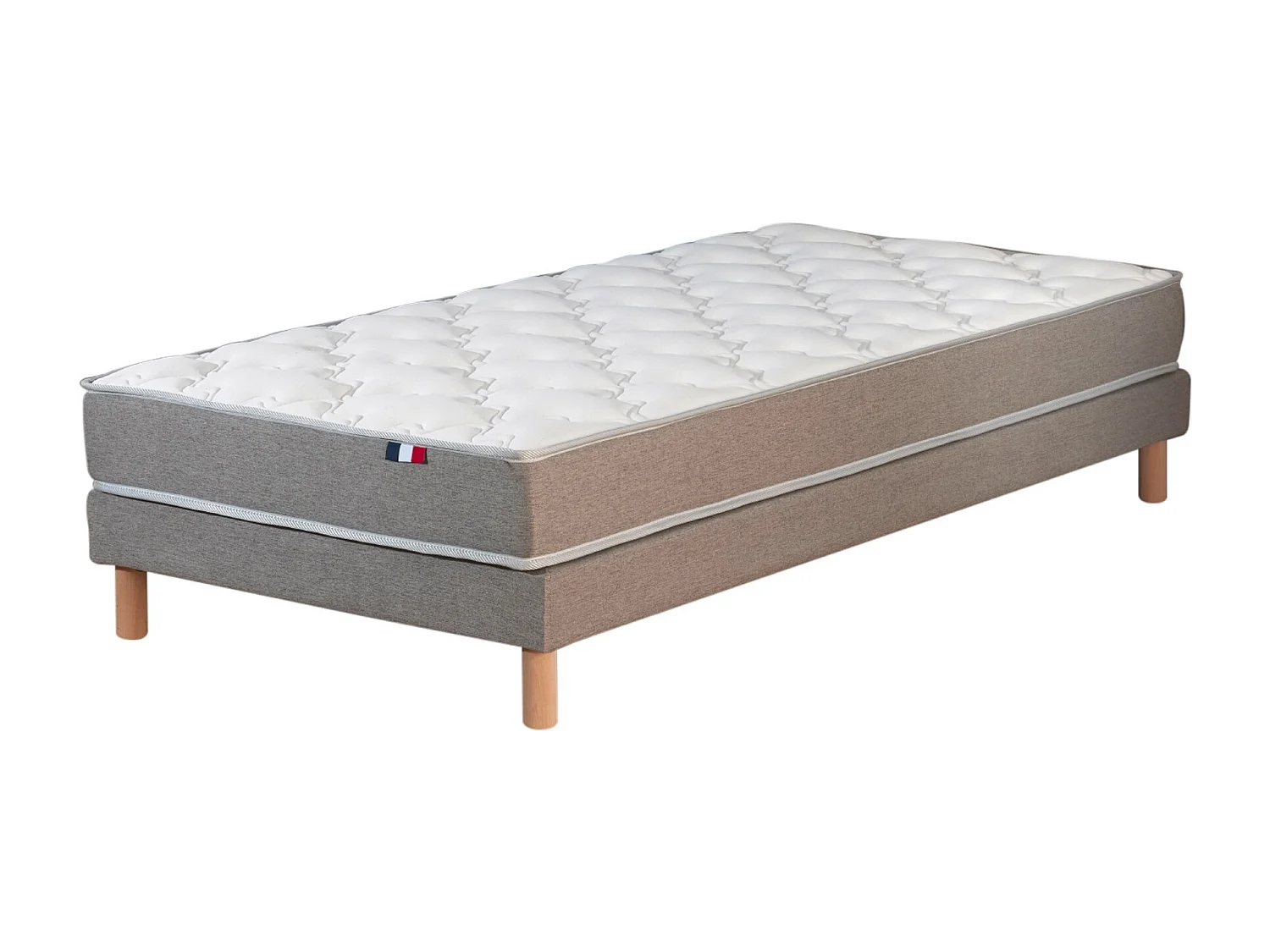 Ensemble matelas mousse ferme réversible ALTO et sommier - confort français Dimensions - 90 x 190 cm, Sommier - Gris chiné