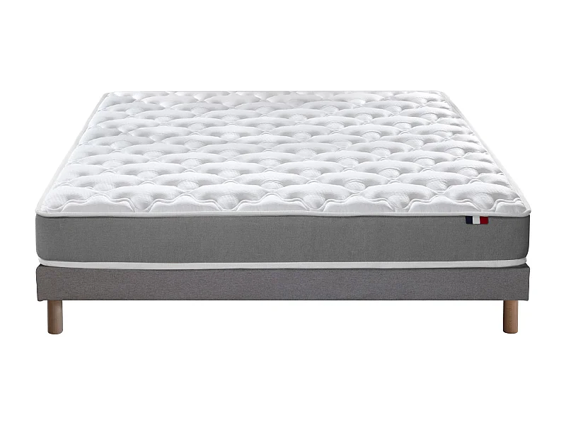 Ensemble matelas mousse ferme réversible ALTO et sommier - confort français Dimensions - 140 x 190 cm, Sommier - Gris chiné
