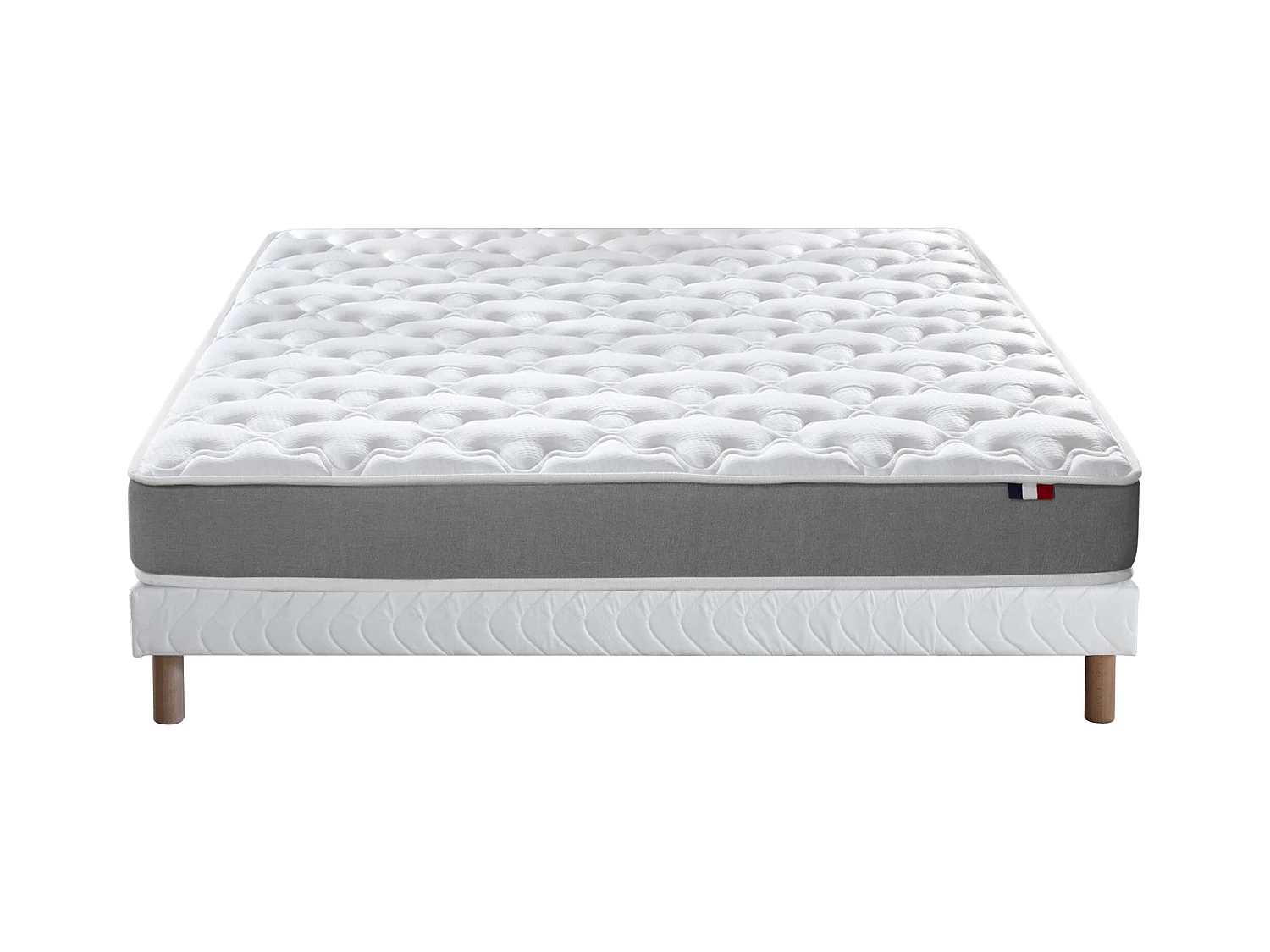 Ensemble matelas mousse ferme réversible ALTO et sommier - confort français Dimensions - 140 x 190 cm, Sommier - Blanc