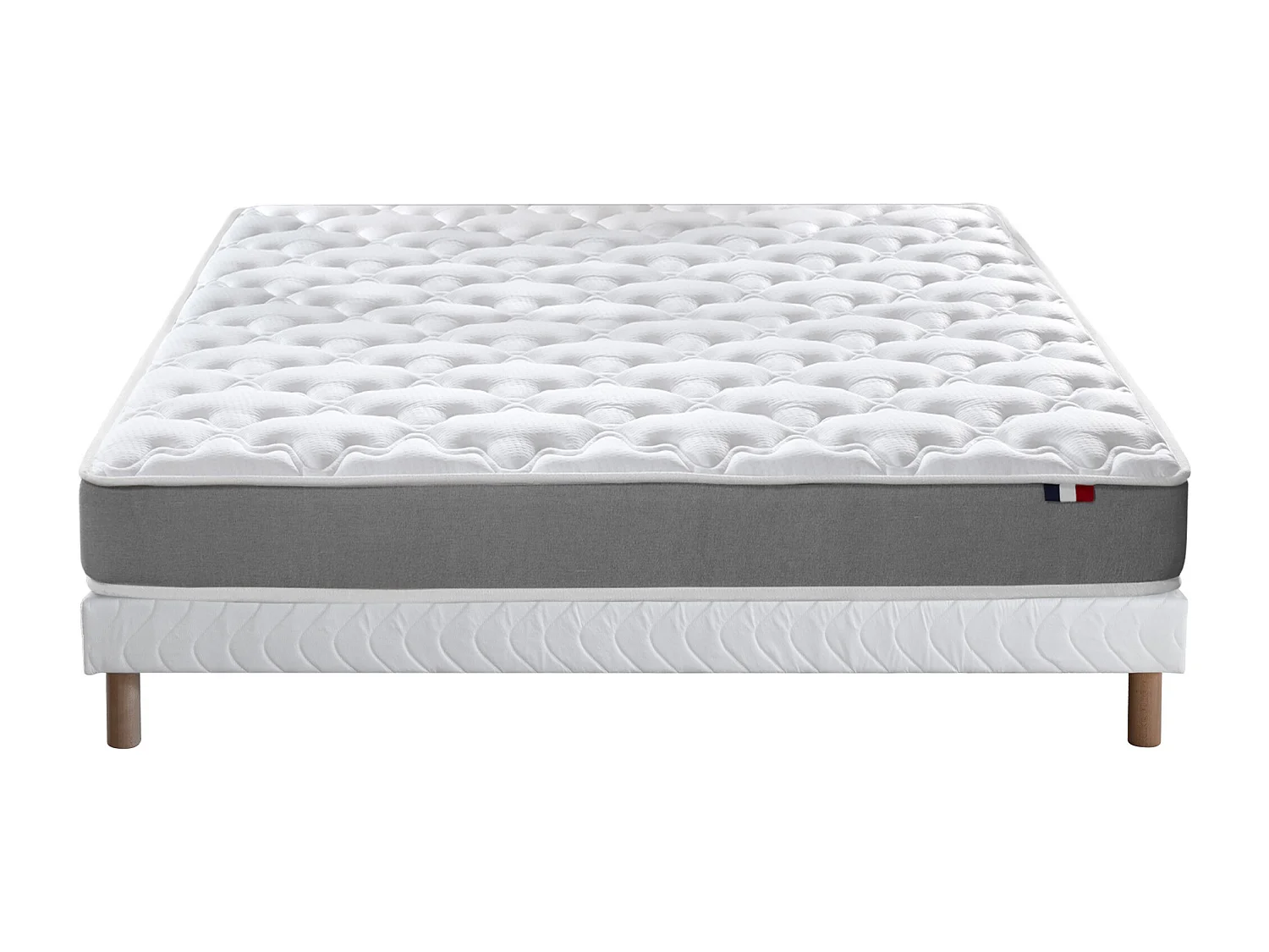 Ensemble matelas mousse ferme réversible ALTO et sommier - confort français Dimensions - 140 x 190 cm, Sommier - Blanc
