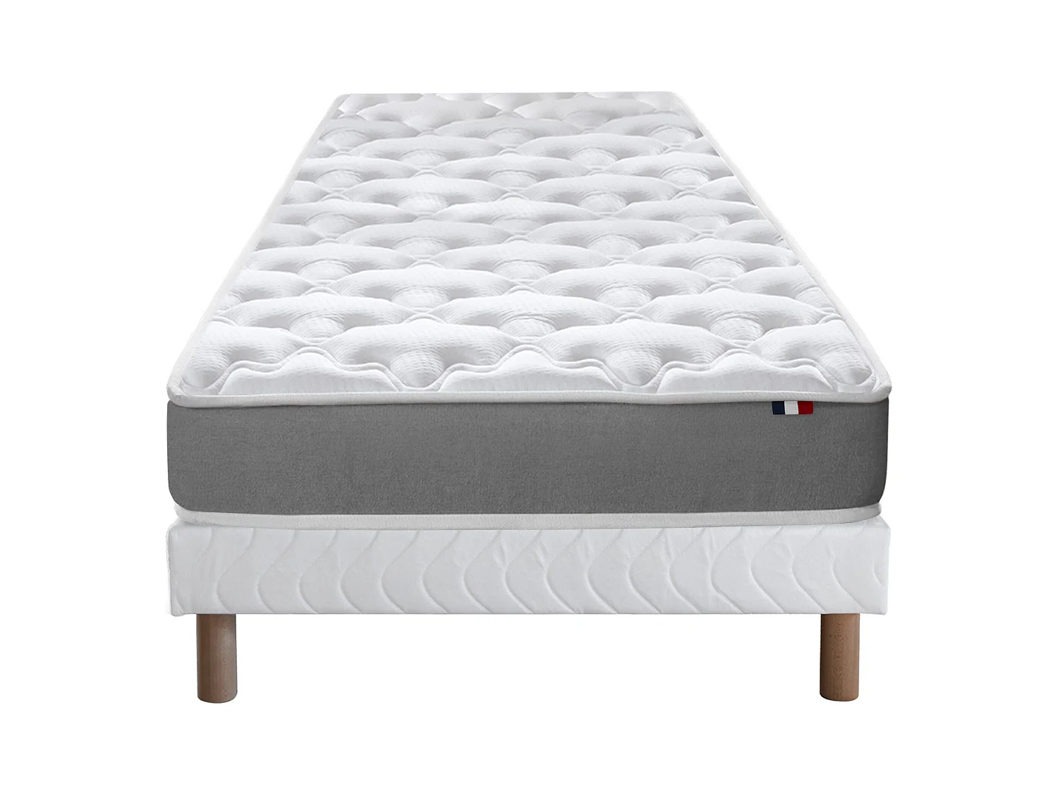 Ensemble matelas mousse ferme réversible ALTO et sommier - confort français Dimensions - 90 x 190 cm, Sommier - Blanc