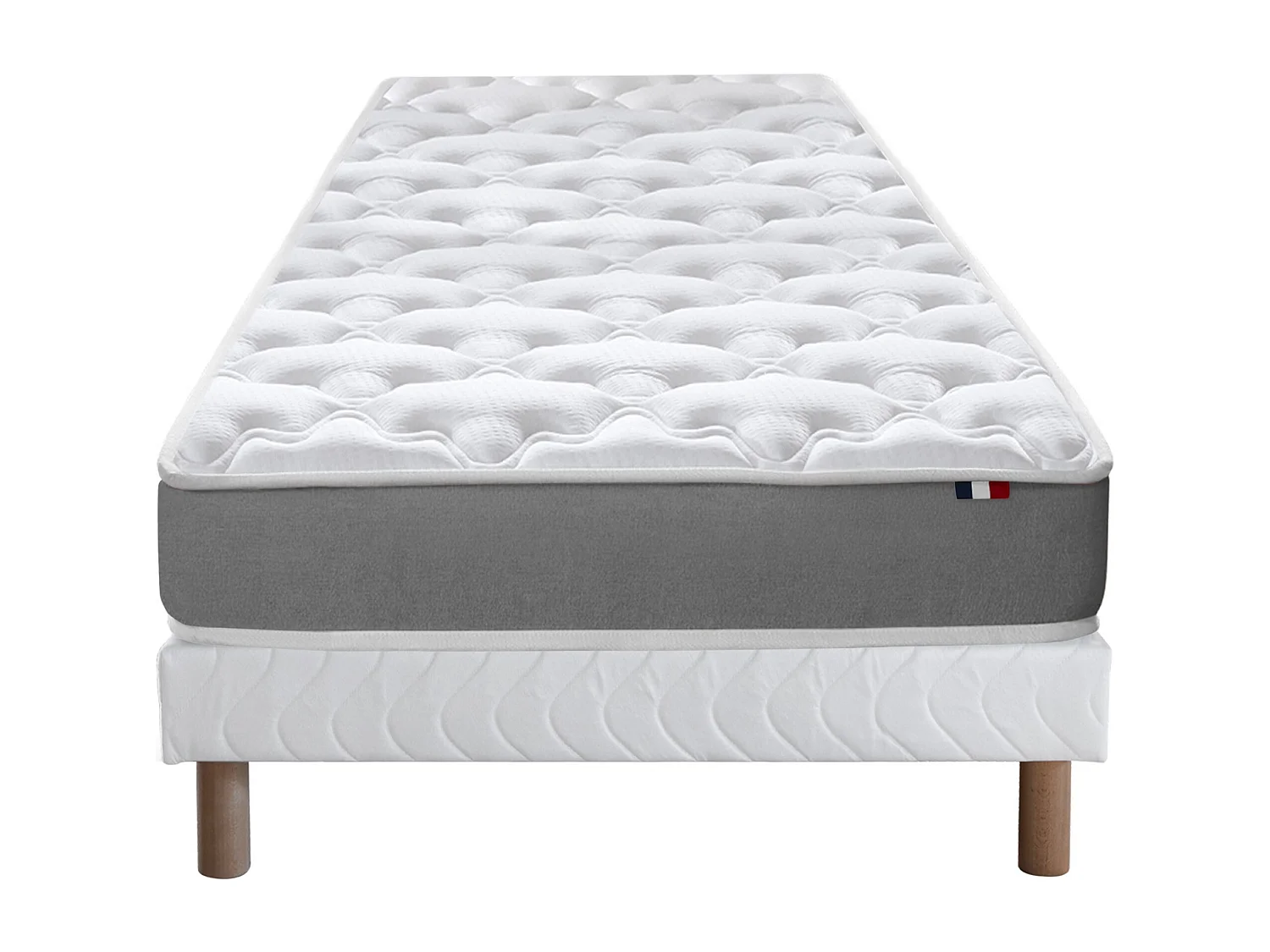 Ensemble matelas mousse ferme réversible ALTO et sommier - confort français Dimensions - 90 x 190 cm, Sommier - Blanc