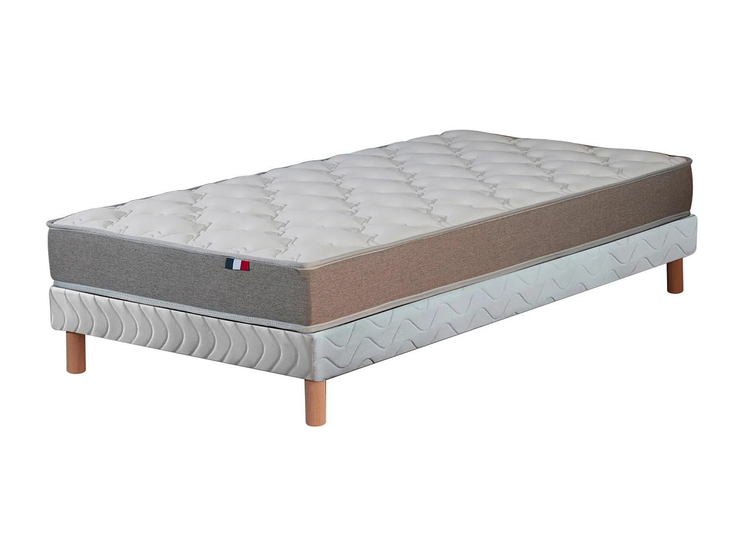 Ensemble matelas mousse ferme réversible ALTO et sommier - confort français Dimensions - 90 x 190 cm, Sommier - Blanc