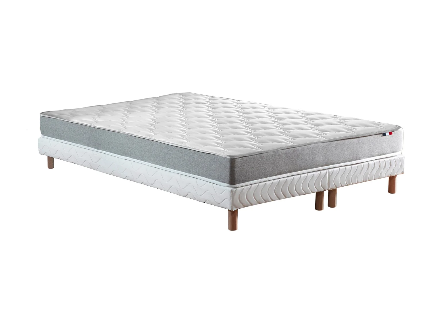 Ensemble matelas mousse ferme réversible ALTO et sommier - confort français Dimensions - 2x80 x 200 cm, Sommier - Blanc