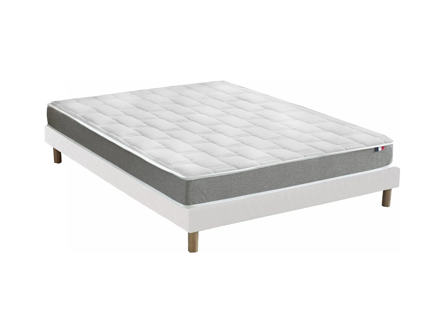 Ensemble matelas mémoire de forme + sommier + oreiller + couette - fabrication 100% française - matelas bi-confort Dimensions - 2x80 x 200 cm