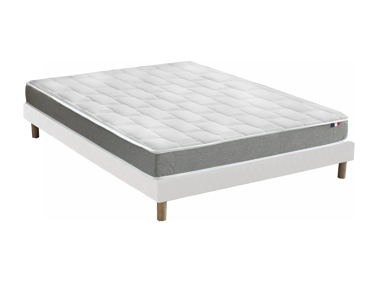 Ensemble matelas mémoire de forme + sommier + oreiller + couette - fabrication 100% française - matelas bi-confort Dimensions - 2x80 x 200 cm