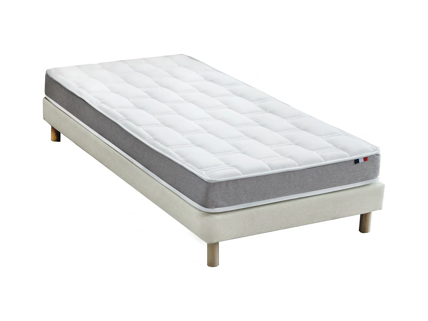 Ensemble matelas mémoire de forme + sommier + oreiller + couette - fabrication 100% française - matelas bi-confort Dimensions - 90 x 190 cm