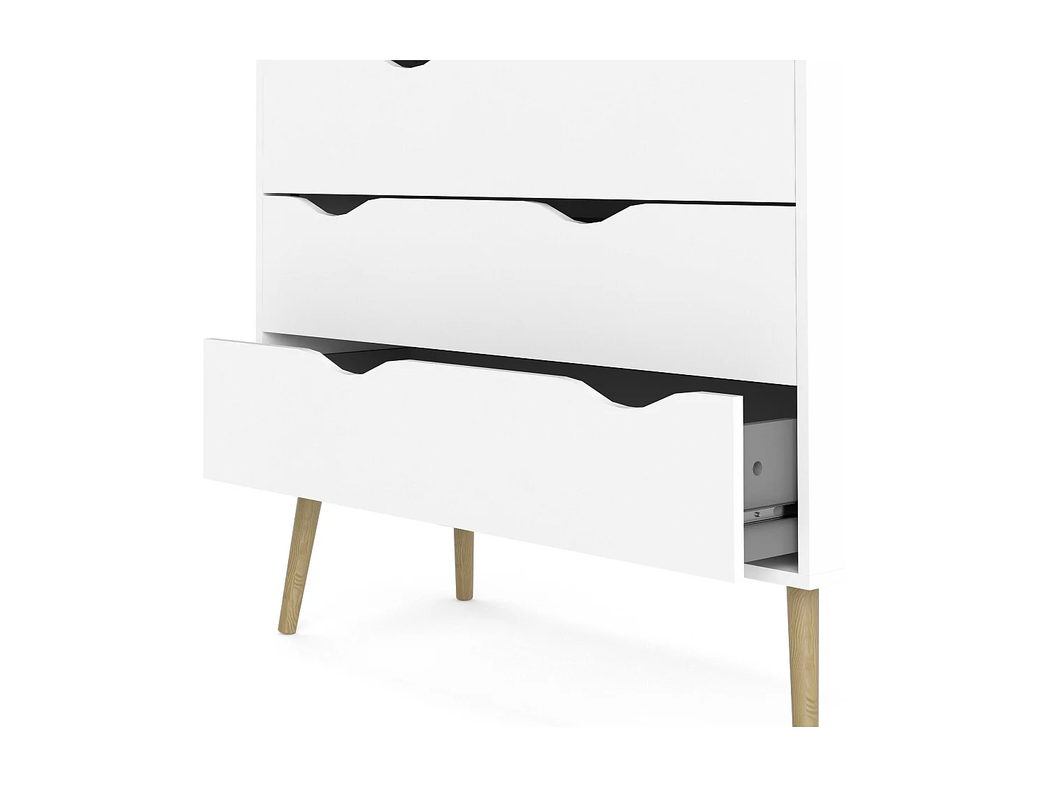 Ladekast met vijf laden, wit en eikenkleur, afmetingen 98 x 100 x 39 cm