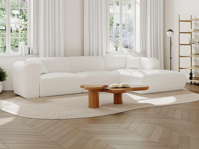 Großes Ecksofa - Ecke rechts - Bouclé-Stoff - Weiß - POGNI von Maison Céphy