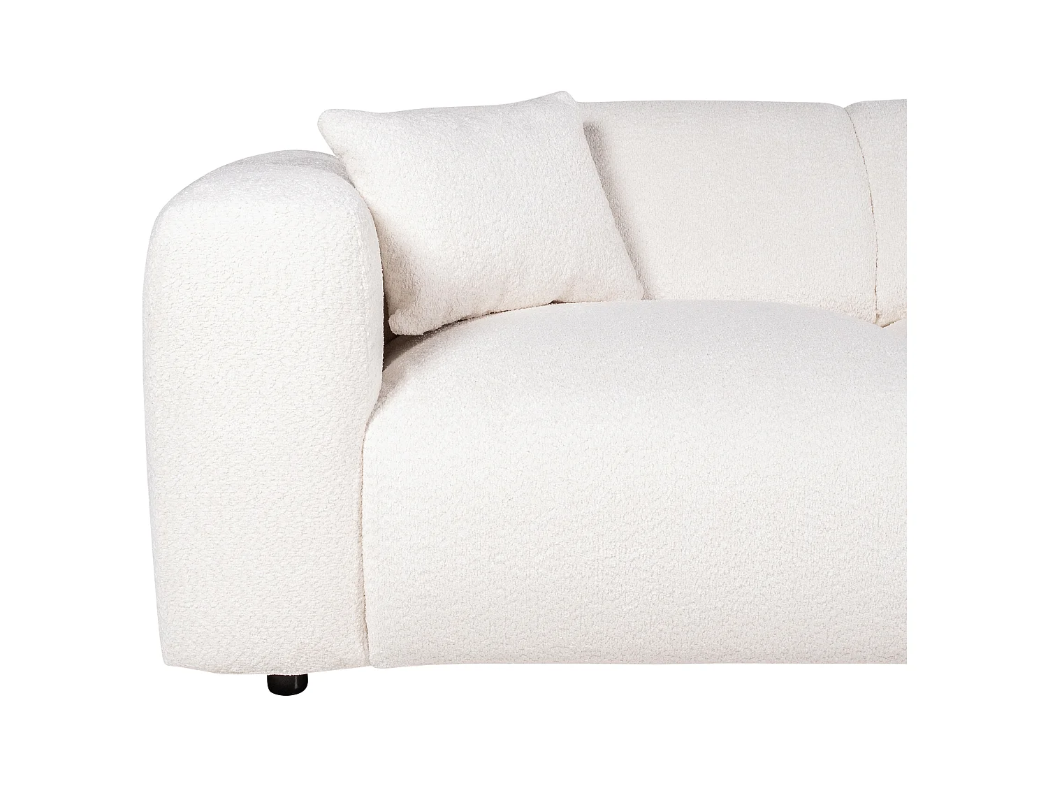 Duża kanapa narożna prawostronna z białej tkaniny bouclette POGNI marki Maison Céphy