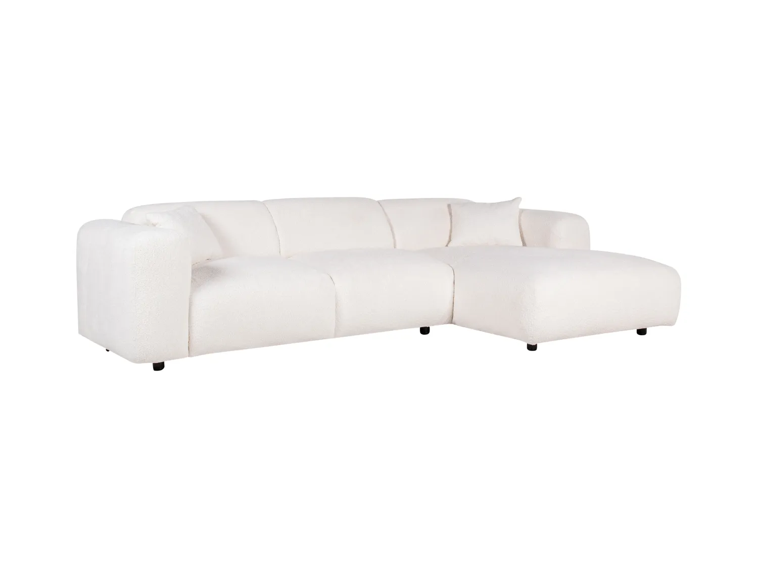 Großes Ecksofa - Ecke rechts - Bouclé-Stoff - Weiß - POGNI von Maison Céphy