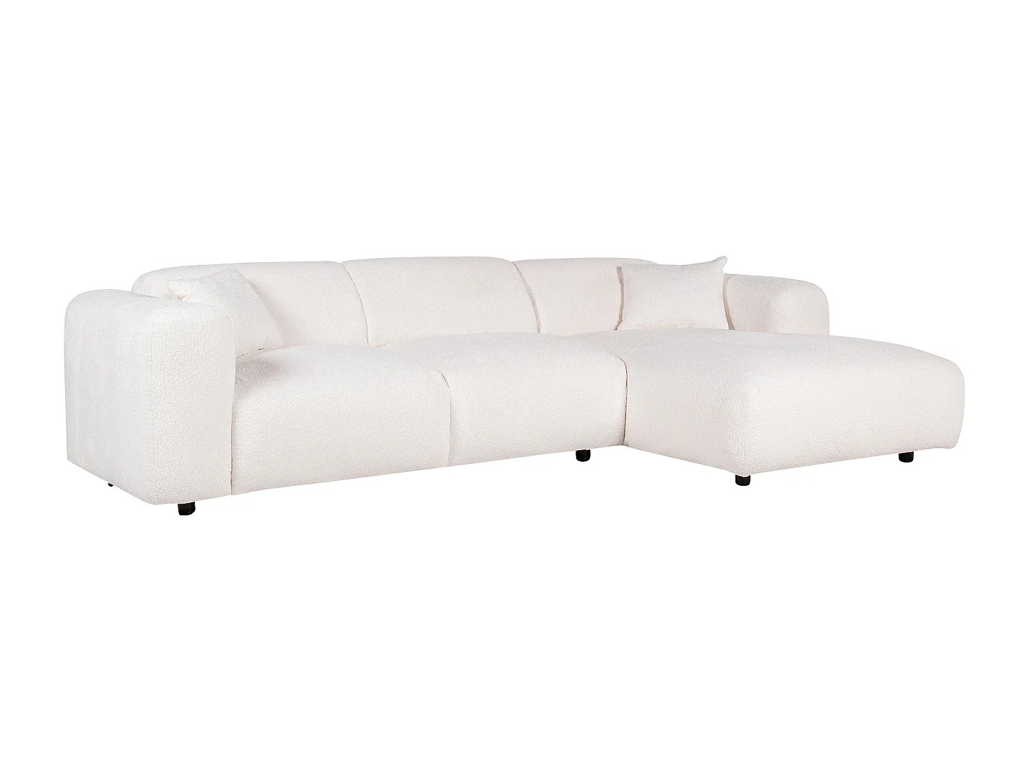 Großes Ecksofa - Ecke rechts - Bouclé-Stoff - Weiß - POGNI von Maison Céphy