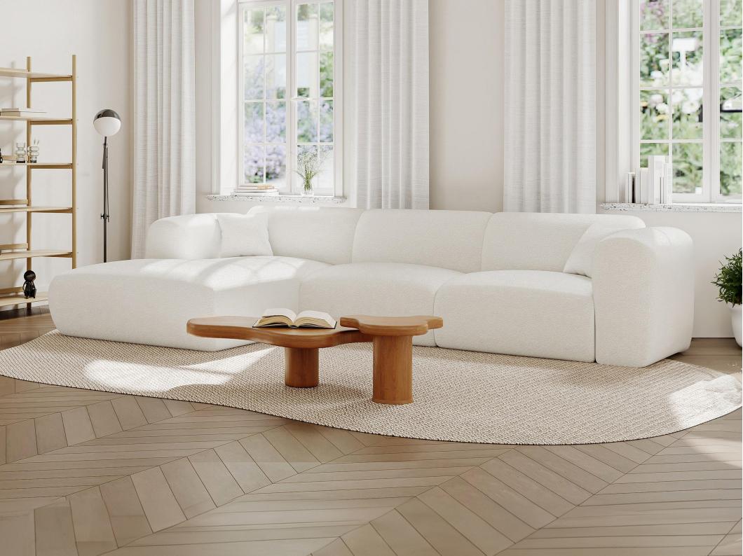 Großer Ecksofa - Ecke links - Bouclé-Stoff - Weiß - POGNI von Maison Céphy