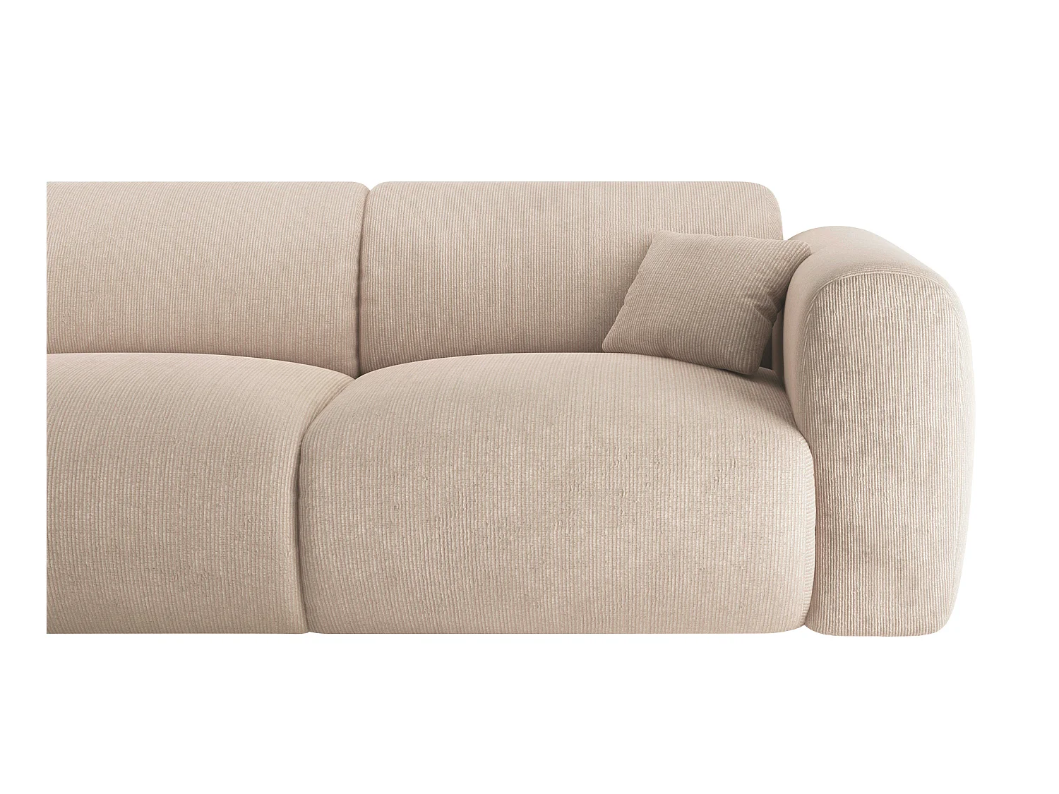 XXL-hoekbank met hoek rechts van beige stof met textuur POGNI van Maison Céphy