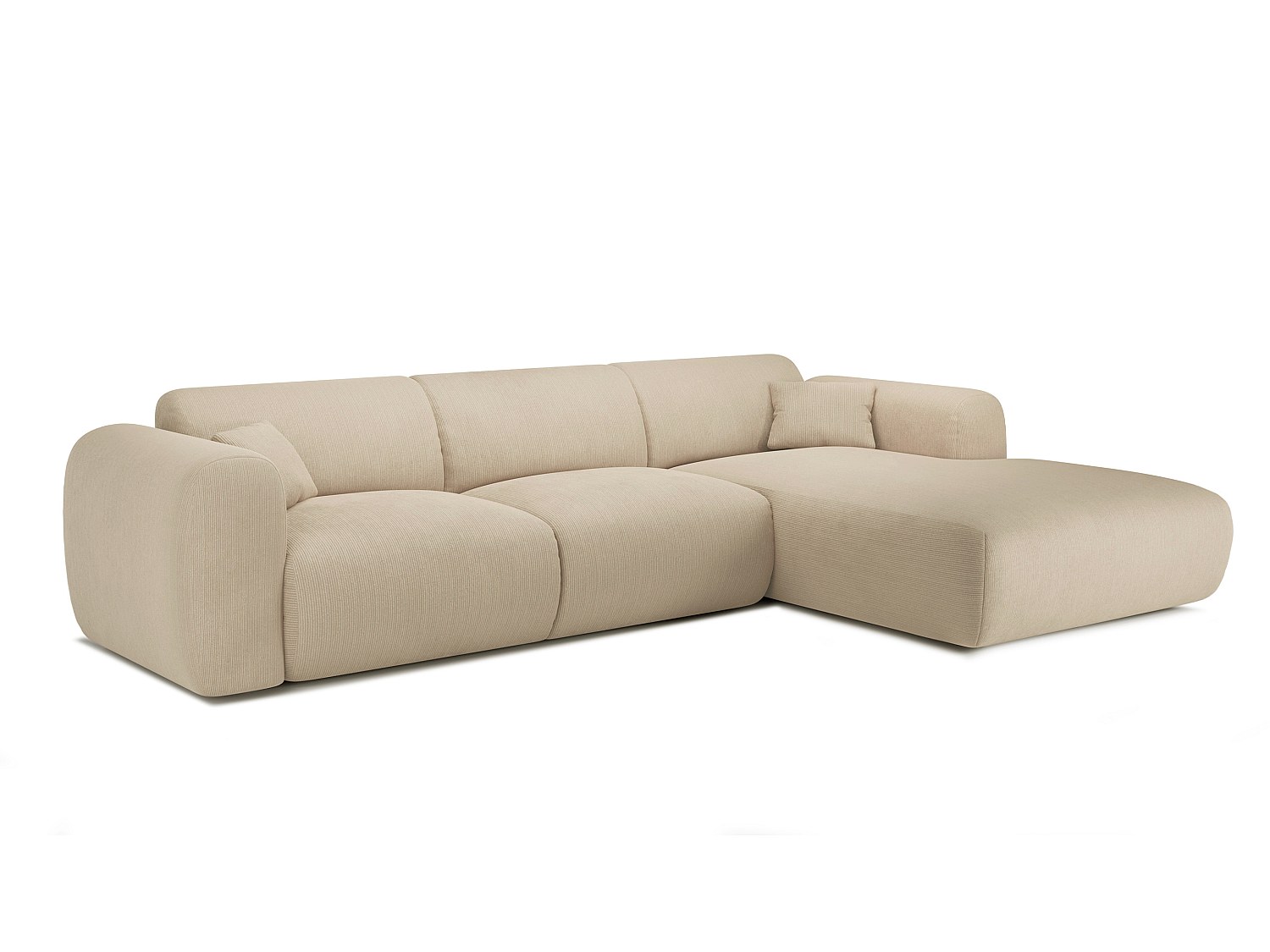Stor hjørnesofa høyre i beige kordfløyel med fine riller POGNI av MAISON CÉPHY